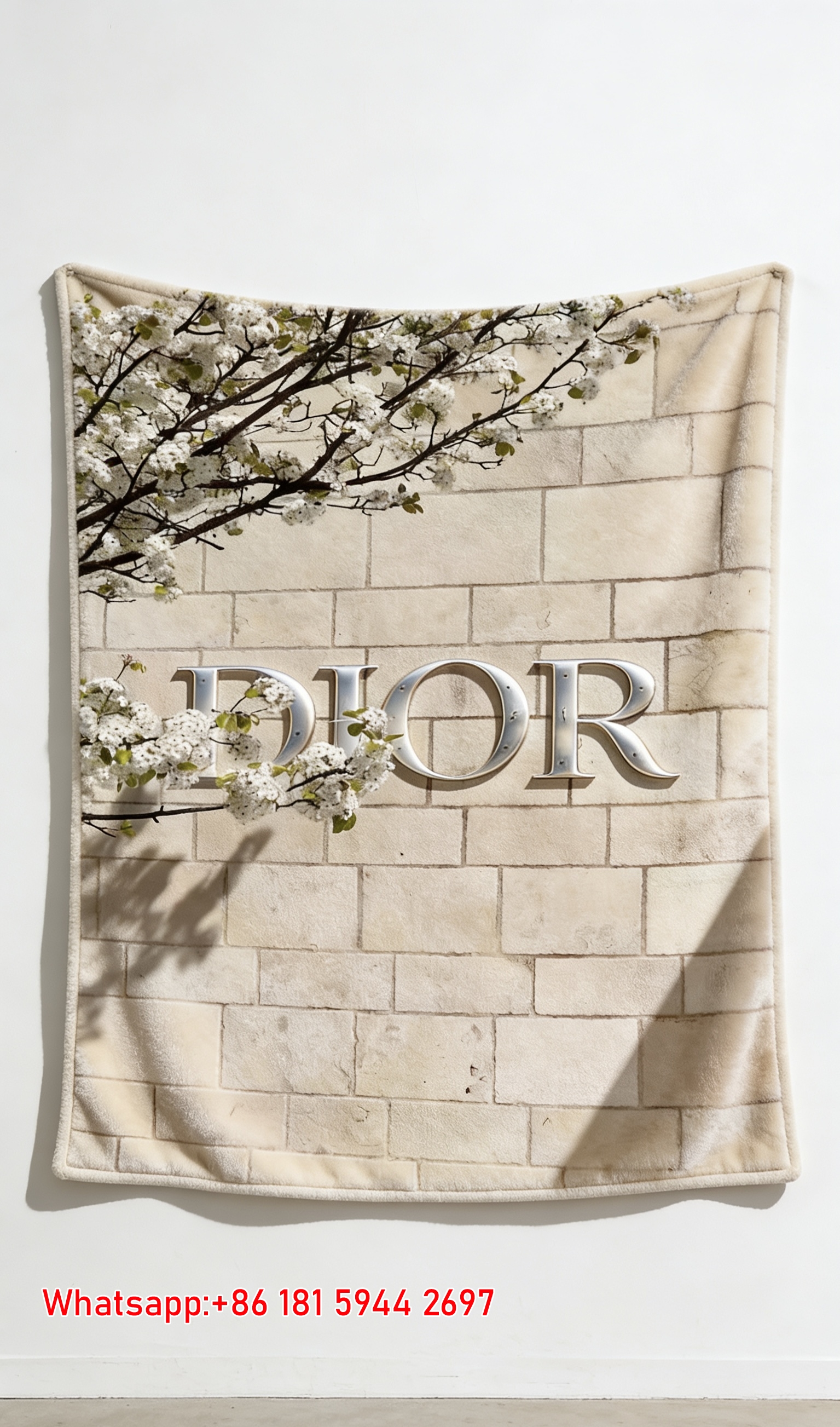 Dior Spring Blossom Brick Wall Flannel Sofa Throw Blanket D290